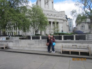 Our first picture actually in London at the World War's memorial.