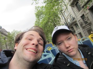 Joey and Chandler on a bus tour.